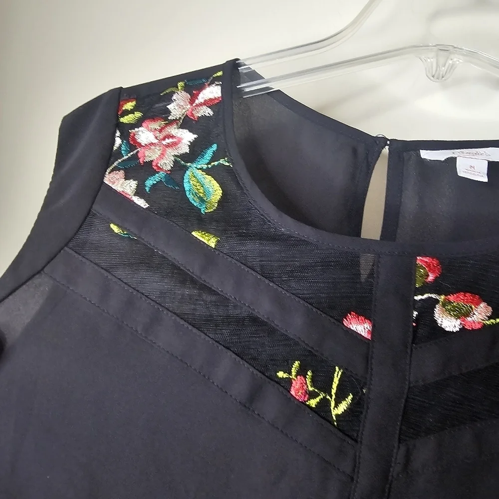 Candies Floral Sheer Shoulder Tank Top Size Medium - Picture 4 of 7